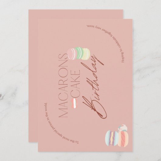 macaron stack verjaardagsuitnodiging kaart (Voorkant / Achterkant)