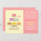 Macaron Tea Party Baby shower, zoete roze Kaart (Voorkant / Achterkant)
