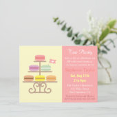 Macaron Tea Party Baby shower, zoete roze Kaart (Staand voorkant)