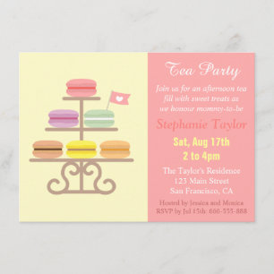 Macaron Thee Party Baby Borrel, Zoete Roze Kaart