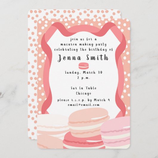 Macaron Thema Uitnodiging (Voorkant / Achterkant)