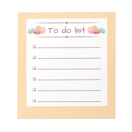 Macaron Themd to Do Lijst Notitieblok (Voorkant)