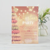 Macaron Tree Neon Lichtroze Kerstfeest Kaart (Staand voorkant)