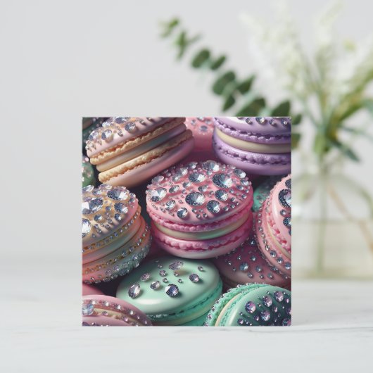  Macaron Verjaardag Bling Feestdagenkaart (Staand voorkant)