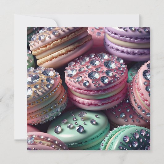 Macaron Verjaardag Bling Feestdagenkaart (Voorkant)