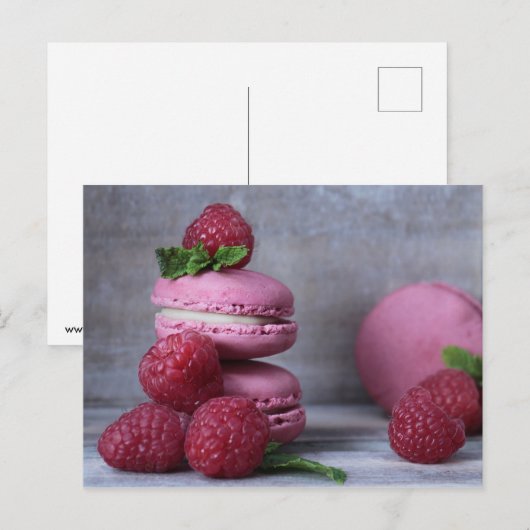Macaronen en frambozen briefkaart (Voorkant / Achterkant)
