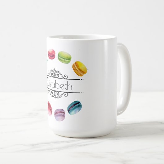 Macaronen in een cirkel | Frans banketbakkerswerk  Koffiemok (Voorkant rechts)