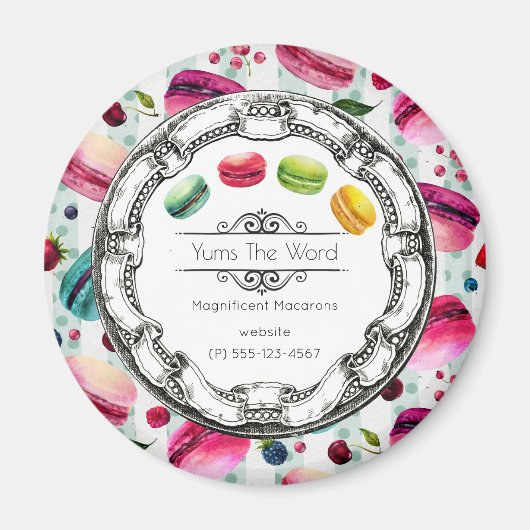 Macaronen in een cirkel | Frans banketbakkerswerk Magneet (Voorkant)