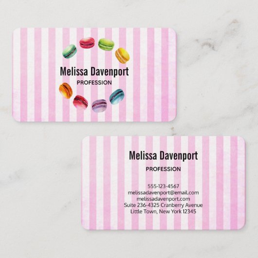 Macaronen in een cirkel | Frans banketbakkerswerk  Visitekaartje (Voorkant / Achterkant)
