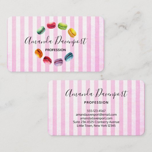 Macaronen in een cirkel | Frans banketbakkerswerk Visitekaartje (Voorkant / Achterkant)