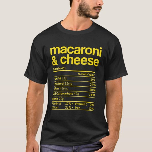 Macaroni and Cheese Nutrition Fact Thanksgiving Ma T-shirt (Voorkant)