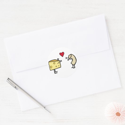 Macaroni en Cheese Ronde Sticker (Envelop)