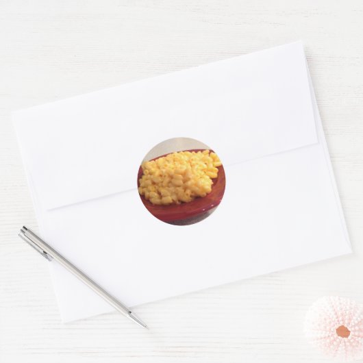 Macaroni en Cheese Ronde Sticker (Envelop)