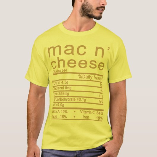 Macaroni en kaas Nutrition Facts Thanksgiving T-shirt (Voorkant)