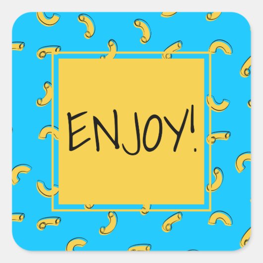Macaroni met kaas vierkante sticker (Voorkant)