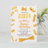 Macaroni Pasta Themed Birthday Invitation Kaart (Staand voorkant)
