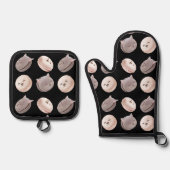 Macaronpatroon Ovenwant & Pannenlap Set (Voorkant)
