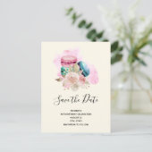 Macarons and Flowers Waterverf Bewaar de datum Uitnodiging Briefkaart (Staand voorkant)