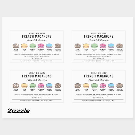 Macarons Assorted Flavours Label met aangepaste kl (Vel)