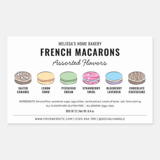 Macarons Assorted Flavours Label met aangepaste kl (Voorkant)