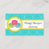Macarons Bakery Damask Scalloped Border Visitekaartje (Voorkant)