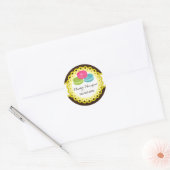 Macarons Bakkerij Damask Gele Scallop Seals Ronde Sticker (Envelop)