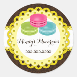 Macarons Bakkerij Damask Gele Scallop Seals Ronde Sticker