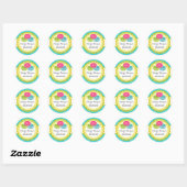 Macarons Bakkerij Damask Gele Scallop Seals Ronde Sticker (Vel)