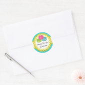 Macarons Bakkerij Damask Gele Scallop Seals Ronde Sticker (Envelop)