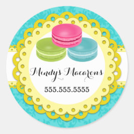 Macarons Bakkerij Damask Gele Scallop Seals Ronde Sticker