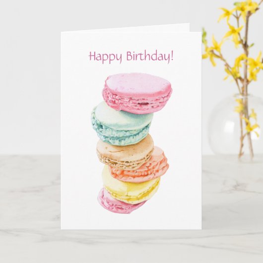 Macarons Birthday Card Kaart (Gele Bloem)