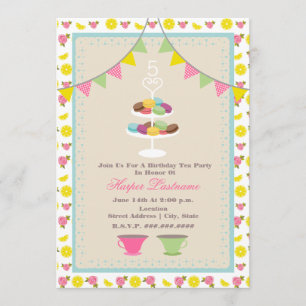 Macarons Birthday Tea Party Invitation Kaart