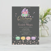 Macarons Confetti Stippen Quinceañera Kaart (Staand voorkant)