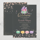 Macarons Confetti Stippen Quinceañera Kaart (Voorkant / Achterkant)