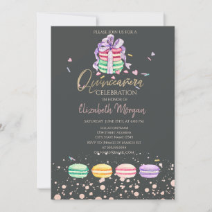 Macarons Confetti Stippen Quinceañera Kaart