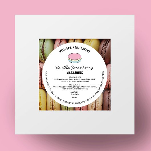 Macarons Cottage Law Label met ingrediënten