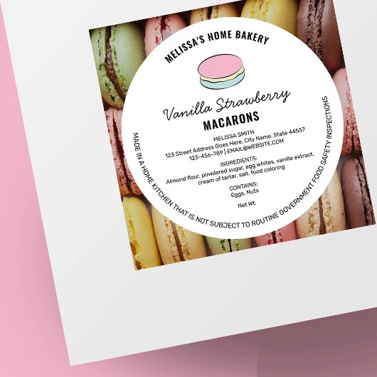 Macarons Cottage Law Label met ingrediënten