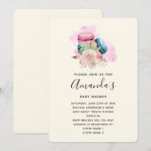 Macarons en Bloemen Waterverf Baby shower Kaart (Voorkant / Achterkant)