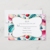 Macarons en een decoratief Lijst RSVP Kaartje (Voorkant)