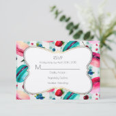 Macarons en een decoratief Lijst RSVP Kaartje (Staand voorkant)