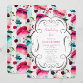 Macarons en een decoratief Lijst verjaardagsthee Kaart (Voorkant / Achterkant)