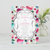 Macarons en een decoratief Lijst verjaardagsthee Kaart (Staand voorkant)