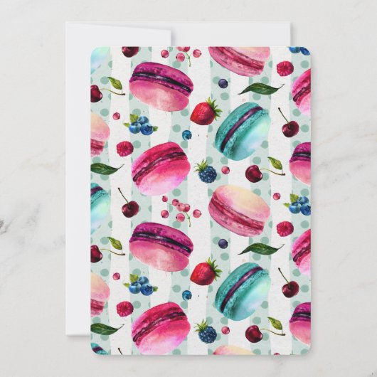 Macarons en een decoratief Lijst verjaardagsthee Kaart (Achterkant)