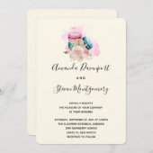 Macarons en Flowers Waterverf Wedding Kaart (Voorkant / Achterkant)