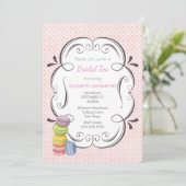 Macarons en Roze Polka Dots Bruidsthee Kaart (Staand voorkant)