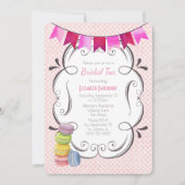 Macarons en Roze Polka Dots Bruidsthee Kaart (Voorkant)