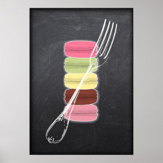 MACARONS EN stijlvolle FORKS op het karton Poster