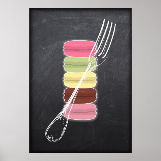 MACARONS EN stijlvolle FORKS op het karton Poster (Voorkant)