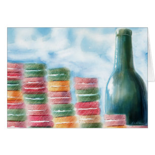 Macarons en wijnbriefkaart
