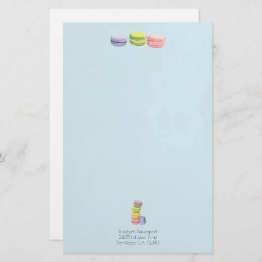 Macarons Frans deeg in Waterverf Briefpapier (Voorkant / Achterkant)